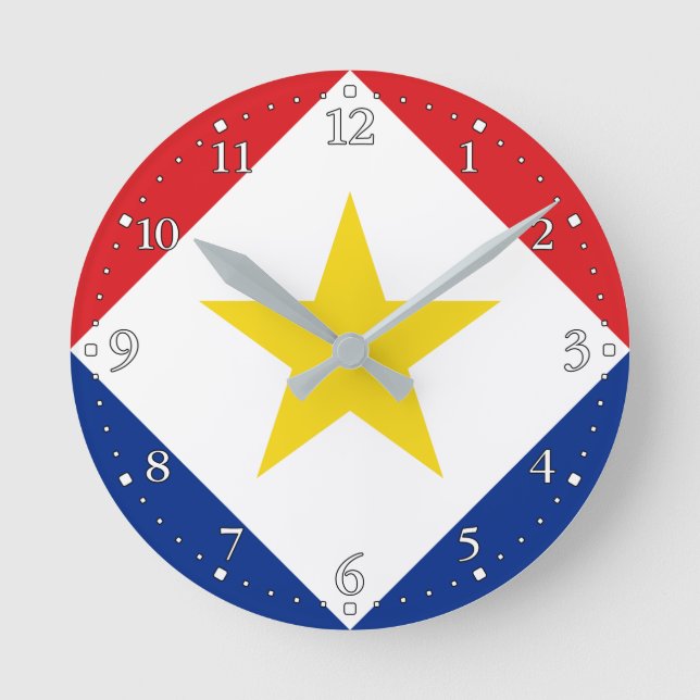 Saba Flag Round Clock (Front)