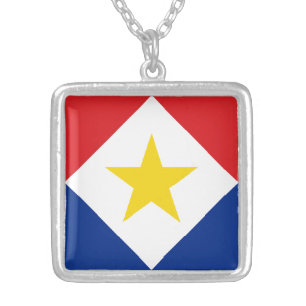 Saba Flag Silver Plated Necklace