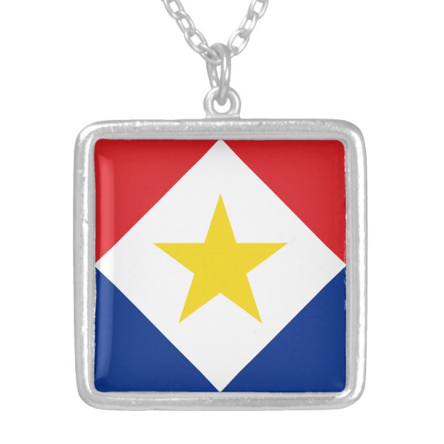 Saba Flag Silver Plated Necklace (Front)
