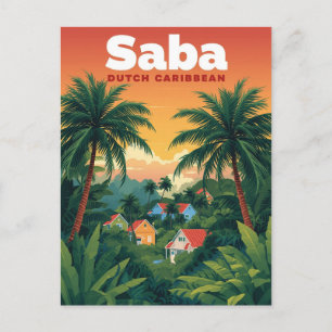 Saba Travel Dutch Caribbean Postcard