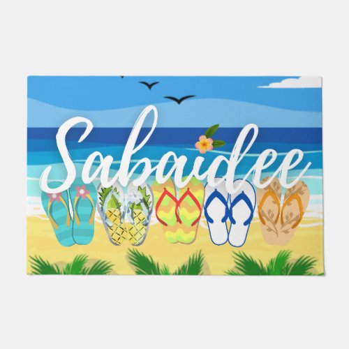 Sabaidee Lao Welcome Doormat _ Beach Flipflops 