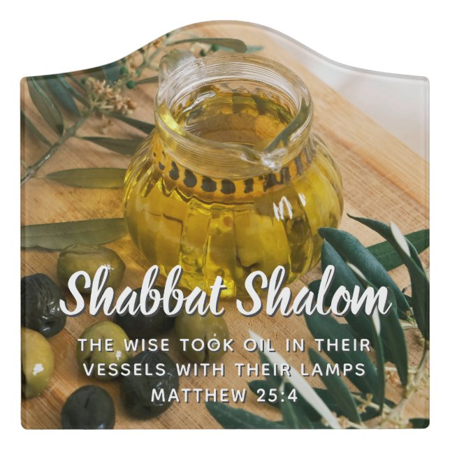 Sabbat Shalom Bible Verse  Door Sign (Large Crest Front)