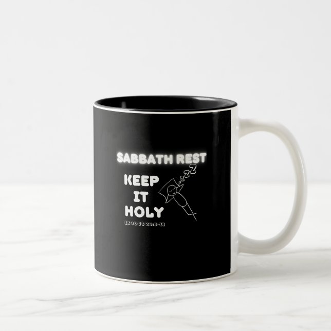 Sabbath Rest Keep It Holy Graphic Design Two-Tone Coffee Mug (Right)