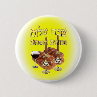 Sabbath Table, Shabbat Shalom Pinback Button