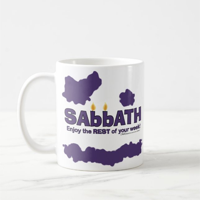 Sabbath with Candles- Enjoy the REST of Your Week Coffee Mug (Left)