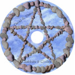 sabbets Disk Label Cutout<br><div class="desc">A simple stone pentacle on a blue marble background makes the disk label for the “Sabbets and Circles” CD.</div>