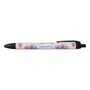 Sabby Purple Pansy Pink Shabby Chic Girls Name Pen