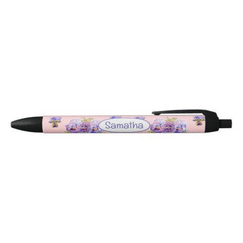 Sabby Purple Pansy Pink Shabby Chic Girls Name Pen