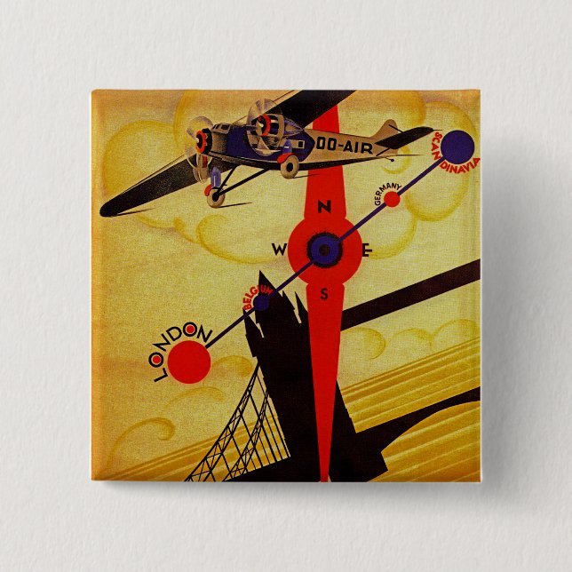 Sabena Art Deco Compass Button (Front)