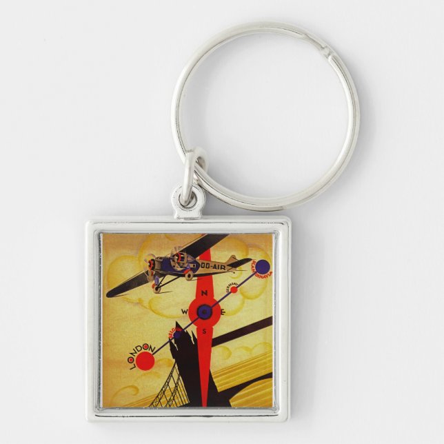 Sabena Art Deco Compass Keychain (Front)