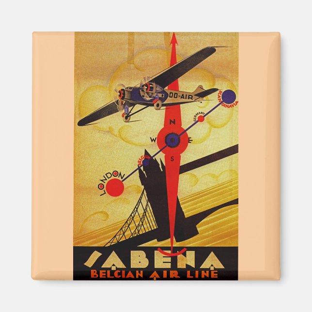 Sabena Art Deco Compass Magnet (Front)