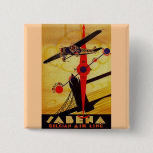 Sabena Art Deco Compass Pinback Button
