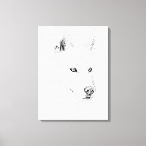 Saber A Siberian Husky Drawing Art Blue Eyes Canvas Print