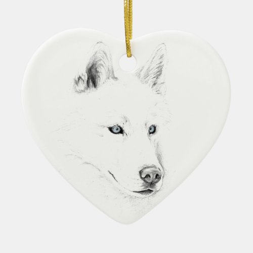 Saber A Siberian Husky Drawing Art Blue Eyes Ceramic Ornament