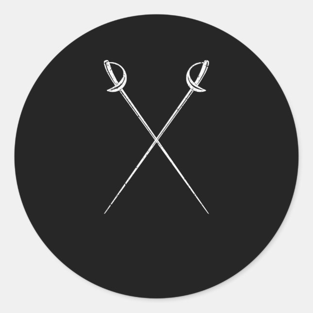 Saber fencing swords martial arts fencer duel classic round sticker (Front)
