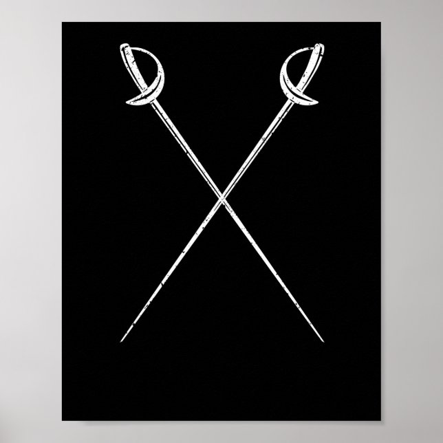 Saber fencing swords martial arts fencer duel poster (Front)