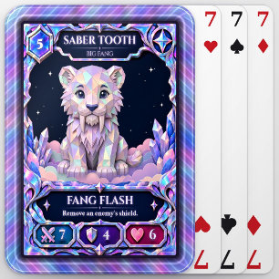 Saber Tooth Tiger, Rainbow Foil Art Poker Cards