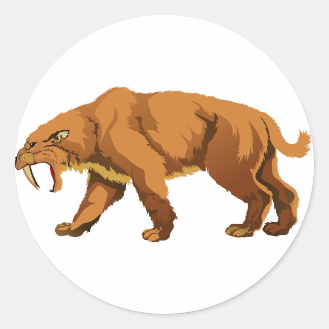 Saber-toothed Cat Classic Round Sticker (Front)