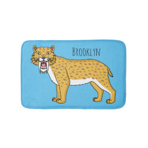 Saber-toothed tiger illustration  bath mat