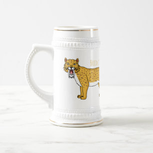 Saber-toothed tiger illustration beer stein
