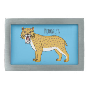 Saber-toothed tiger illustration belt buckle