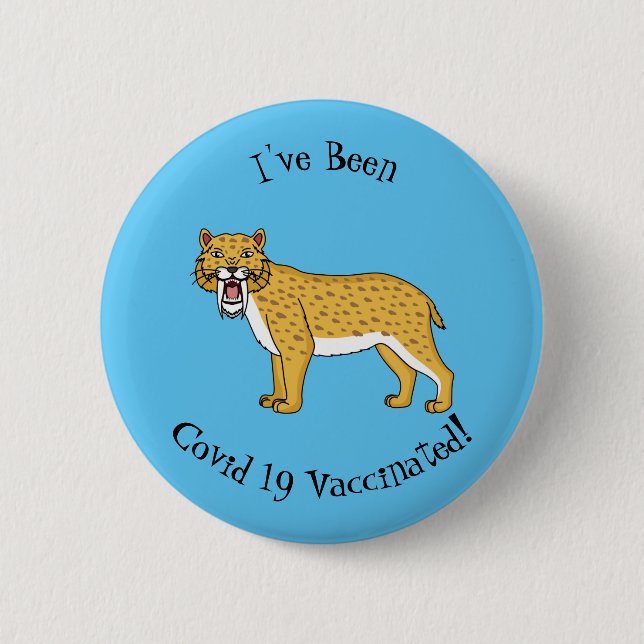 Saber-toothed tiger illustration button (Front)