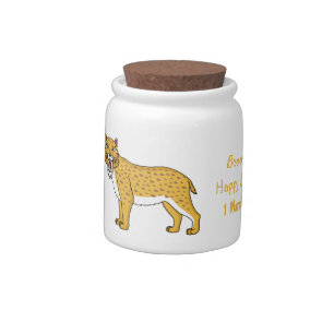 Saber-toothed tiger illustration candy jar