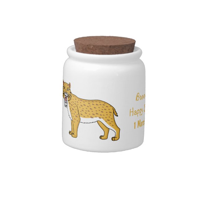 Saber-toothed tiger illustration candy jar (Left)