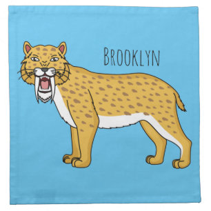 Saber-toothed tiger illustration cloth napkin