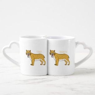 Saber-toothed tiger illustration coffee mug set
