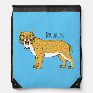 Saber-toothed tiger illustration  drawstring bag