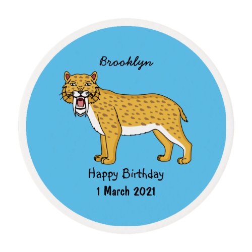 Saber_toothed tiger illustration edible frosting rounds