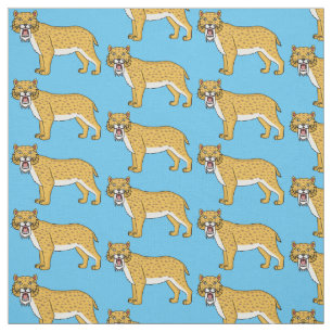 Saber-toothed tiger illustration fabric
