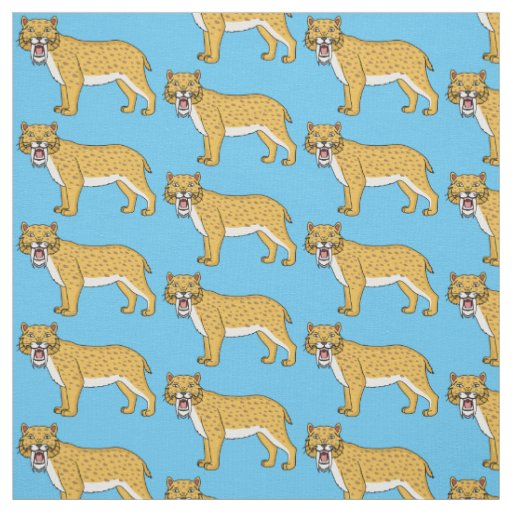 Saber-toothed tiger illustration fabric