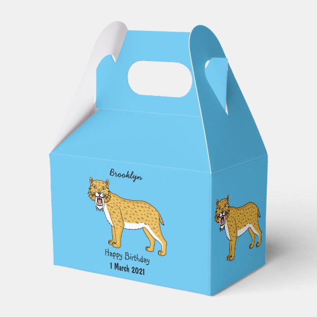Saber-toothed tiger illustration favor boxes (Front Side)