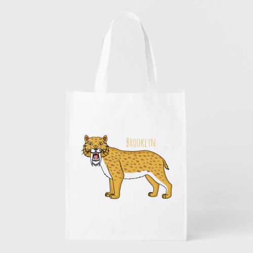 Saber_toothed tiger illustration grocery bag