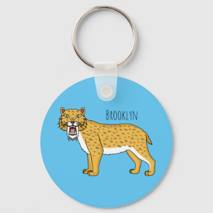 Saber-toothed tiger illustration keychain