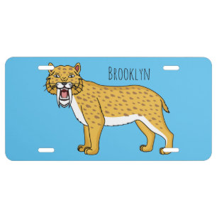 Saber-toothed tiger illustration license plate
