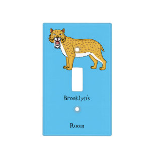 Saber-toothed tiger illustration light switch cover