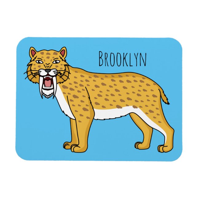 Saber-toothed tiger illustration magnet (Horizontal)
