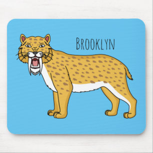 Saber-toothed tiger illustration mouse pad