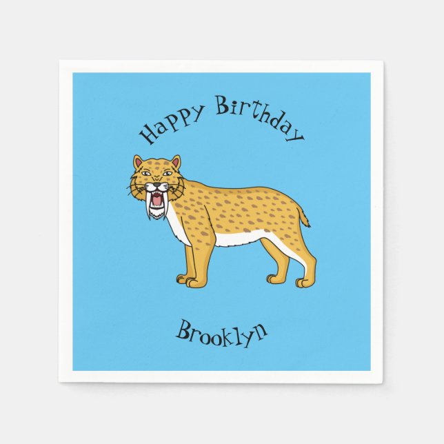 Saber-toothed tiger illustration napkins (Front)
