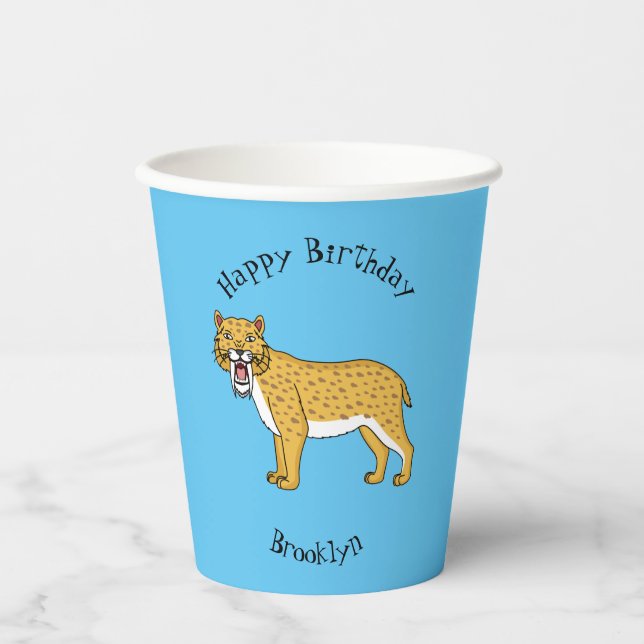 Saber-toothed tiger illustration paper cups (Front)