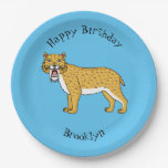 Saber-toothed tiger illustration paper plates