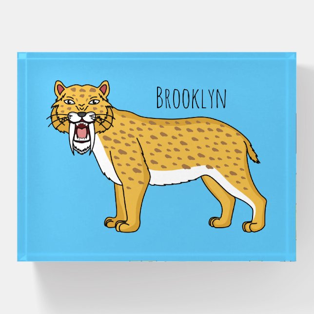 Saber-toothed tiger illustration paperweight (Front)