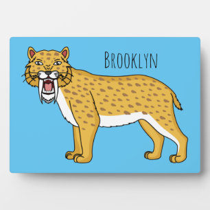 Saber-toothed tiger illustration plaque