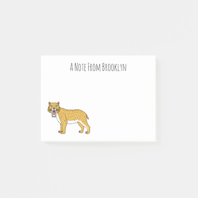 Saber-toothed tiger illustration  post-it notes (Front)