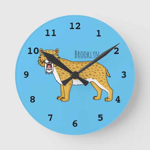 Saber_toothed tiger illustration round clock