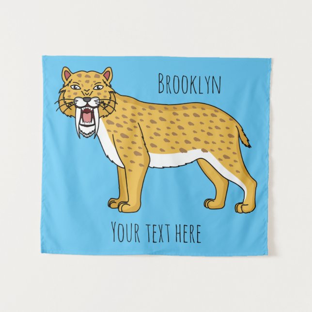 Saber-toothed tiger illustration tapestry (Front (Horizontal))