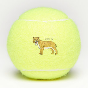 Saber-toothed tiger illustration tennis balls
